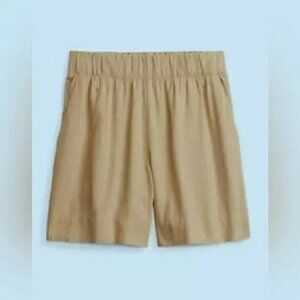 GAP Linen-Blend Pull-On Elastic Waist Shorts Cashew Crunch Brown Pockets XL NEW